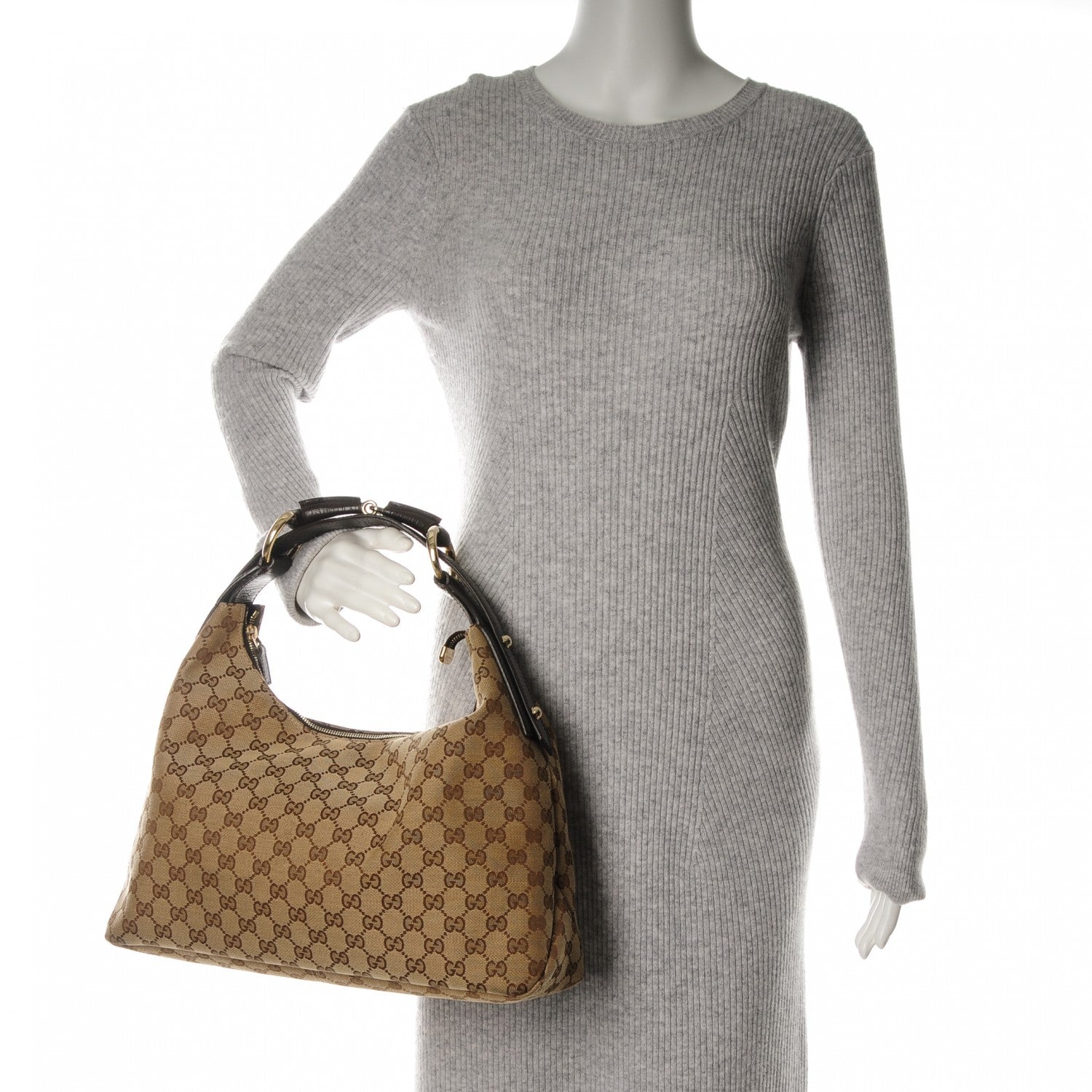 Gucci Monogram Medium Horsebit Chain Hobo Dark Brown 2 of 7
