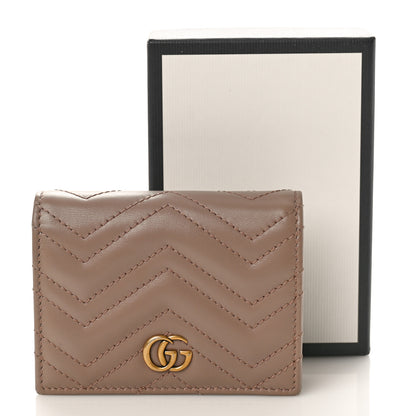 Gucci Calfskin Matelasse GG Marmont Card Case Wallet Porcelain Rose 9 of 9