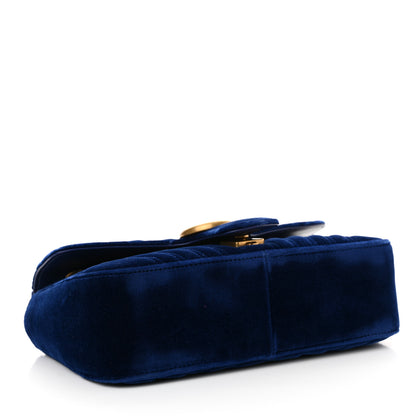 Gucci Velvet Matelasse Small GG Marmont Shoulder Bag Cobalt Blue 4 of 10