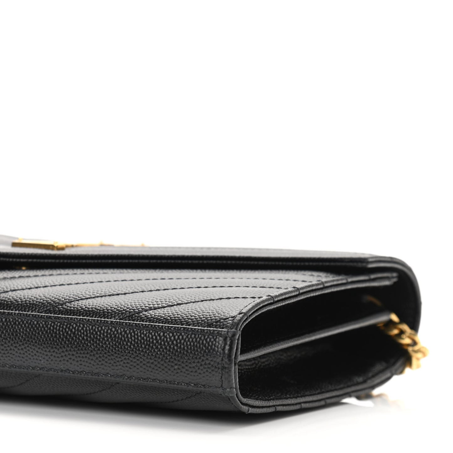 Grain De Poudre Matelasse Chevron Monogram Chain Wallet Black