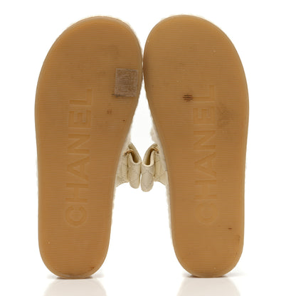 Chanel Cord Lambskin Quilted Logo Mules 37 Ivory 5 of 8