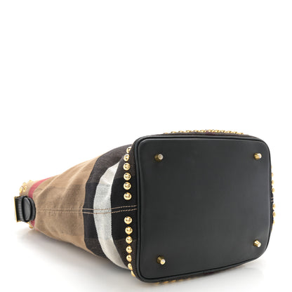 Burberry Canvas Mega Check Studded Medium Ashby Bucket Bag Black 4 of 10