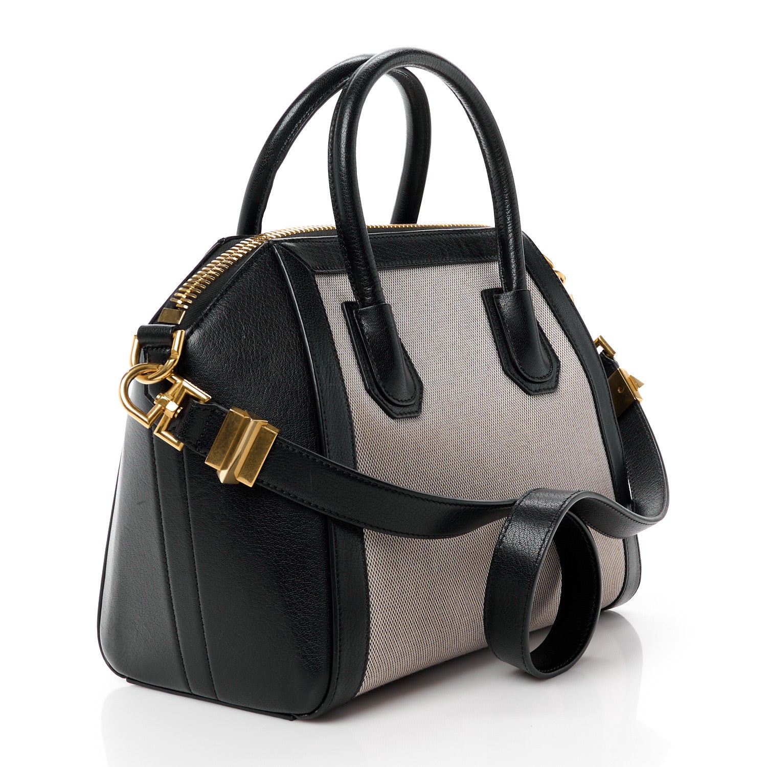 Givenchy Canvas Sugar Goatskin Striped Small Antigona Black 3 of 11