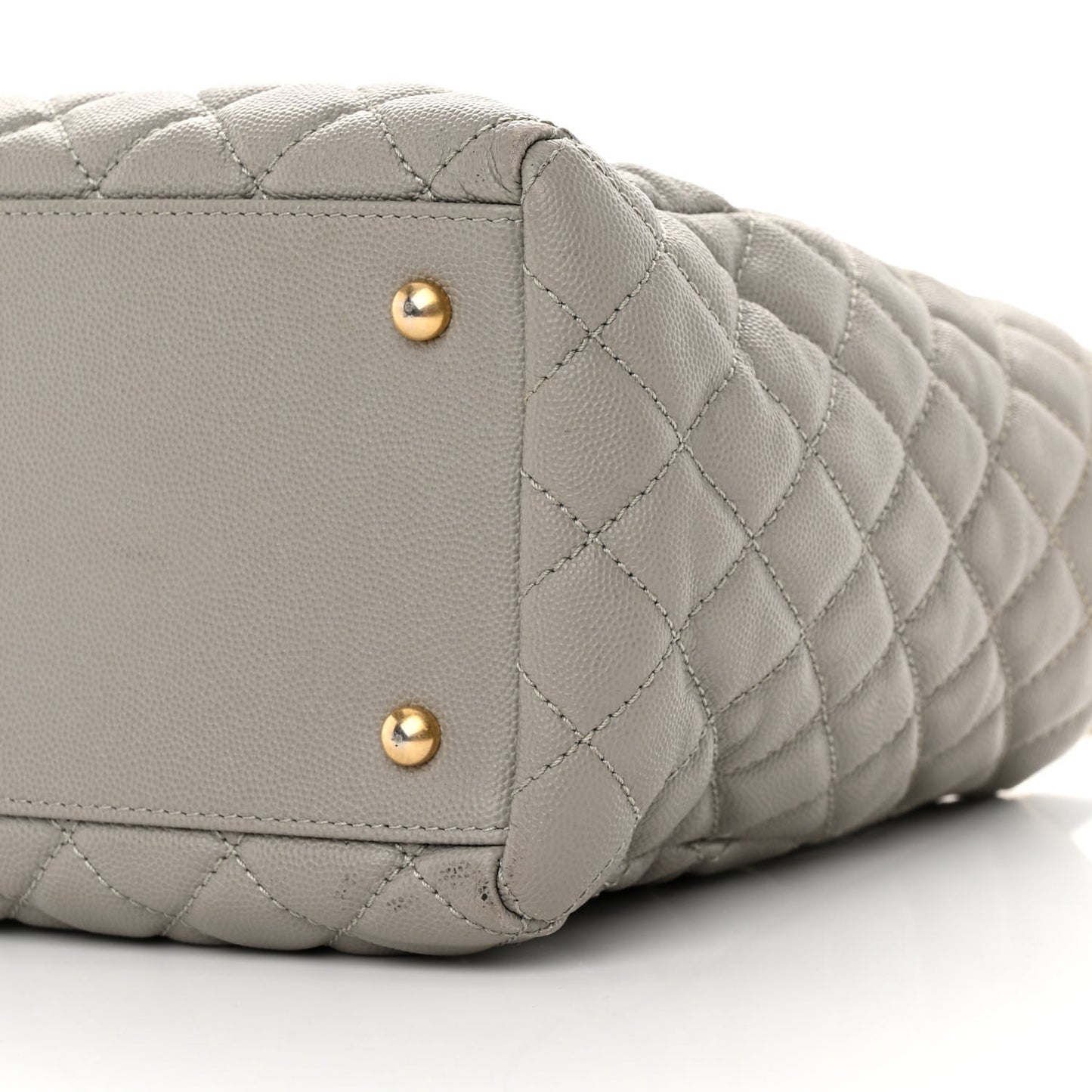 Caviar Quilted Coco Handle Shopping Tote Grey