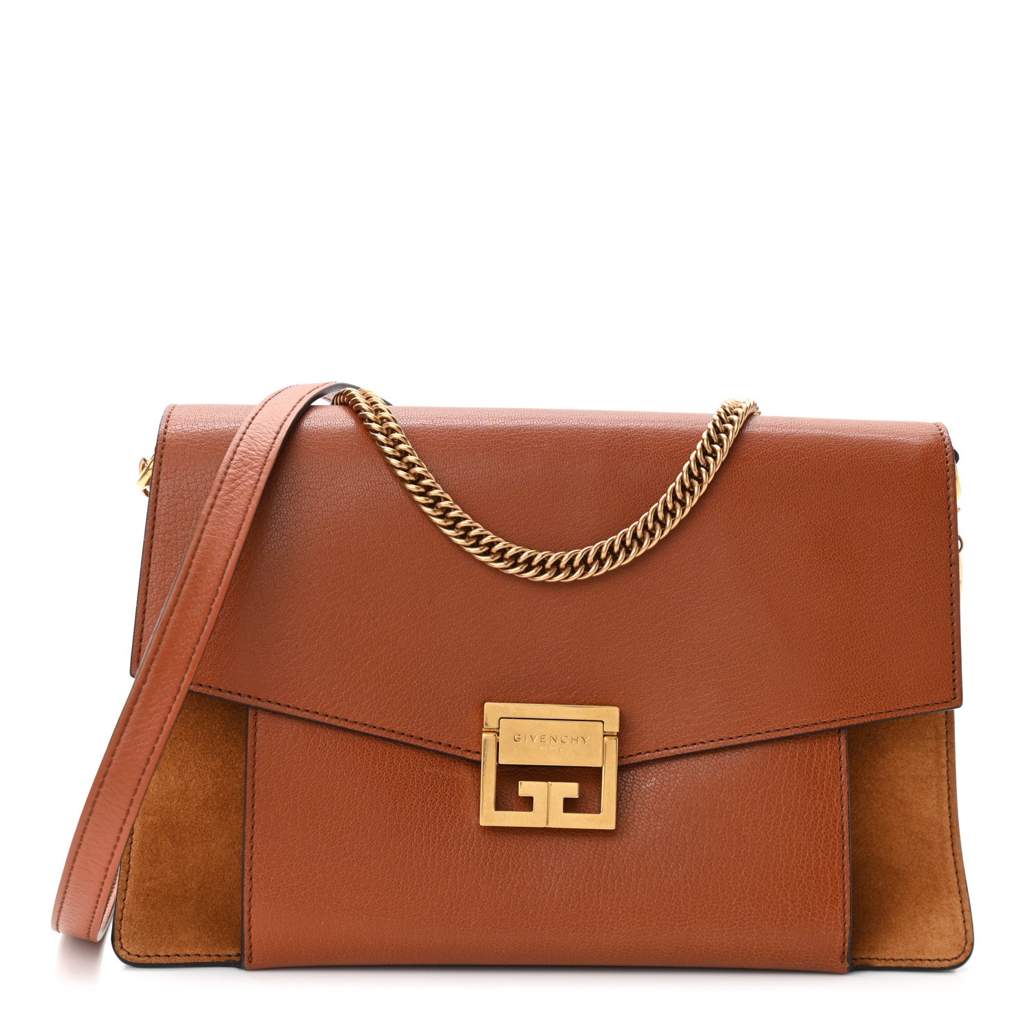 Givenchy Goatskin Suede Medium GV3 Shoulder Bag Chestnut 1 of 12