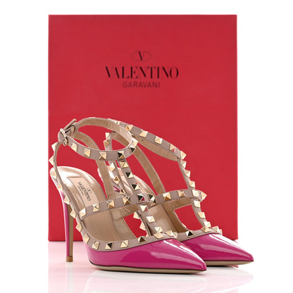 Valentino Garavani Patent Nappa Rockstud Ankle Strap 100mm Pumps 36 Fuxia Poudre 8 of 8