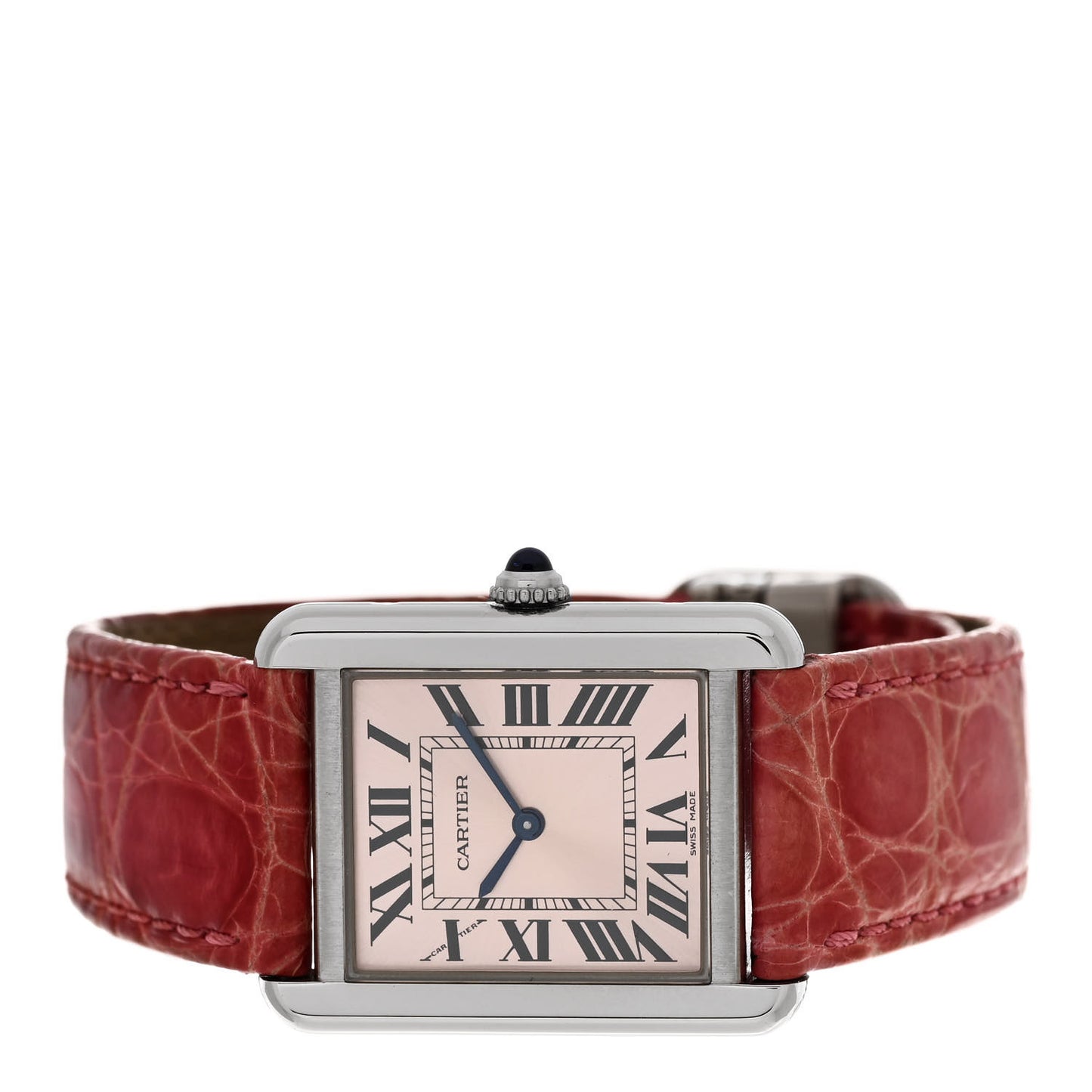 Stainless Steel Alligator 24mm Tank Solo Quartz Watch Pink