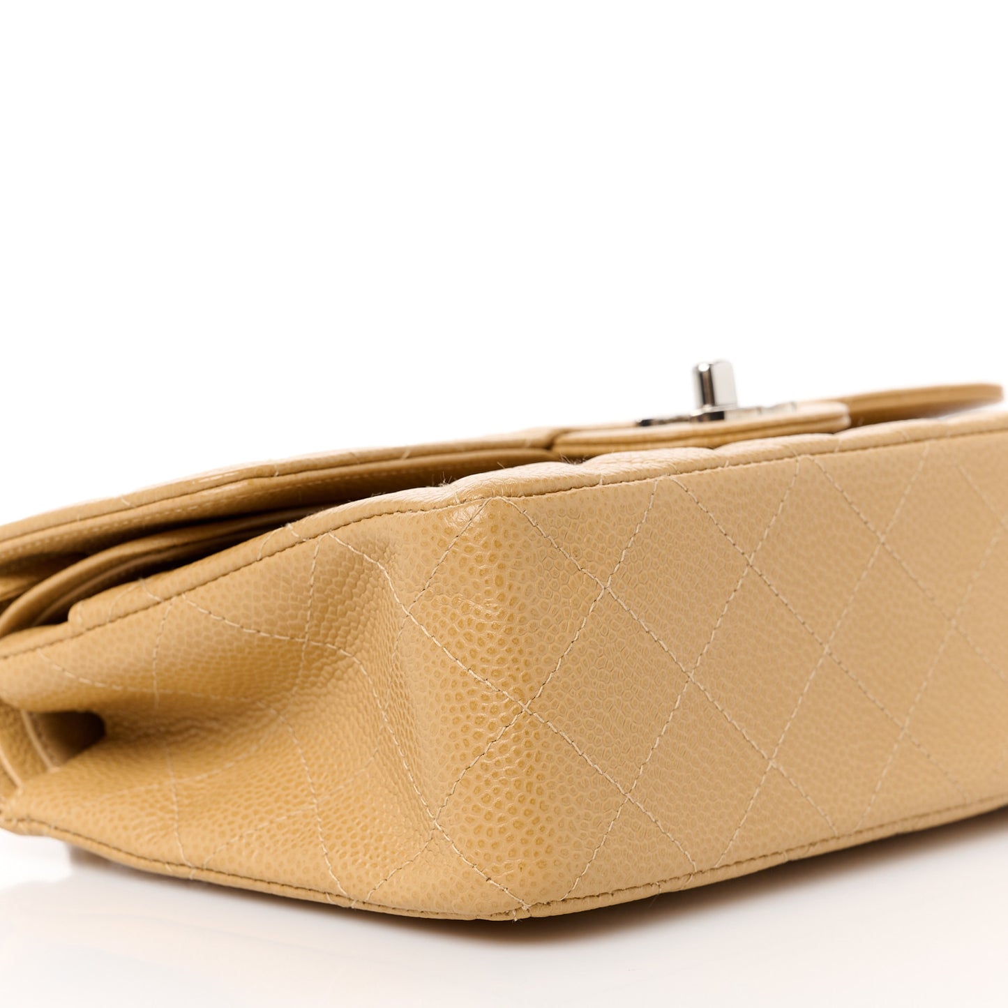 Caviar Quilted Small Double Flap Dark Beige