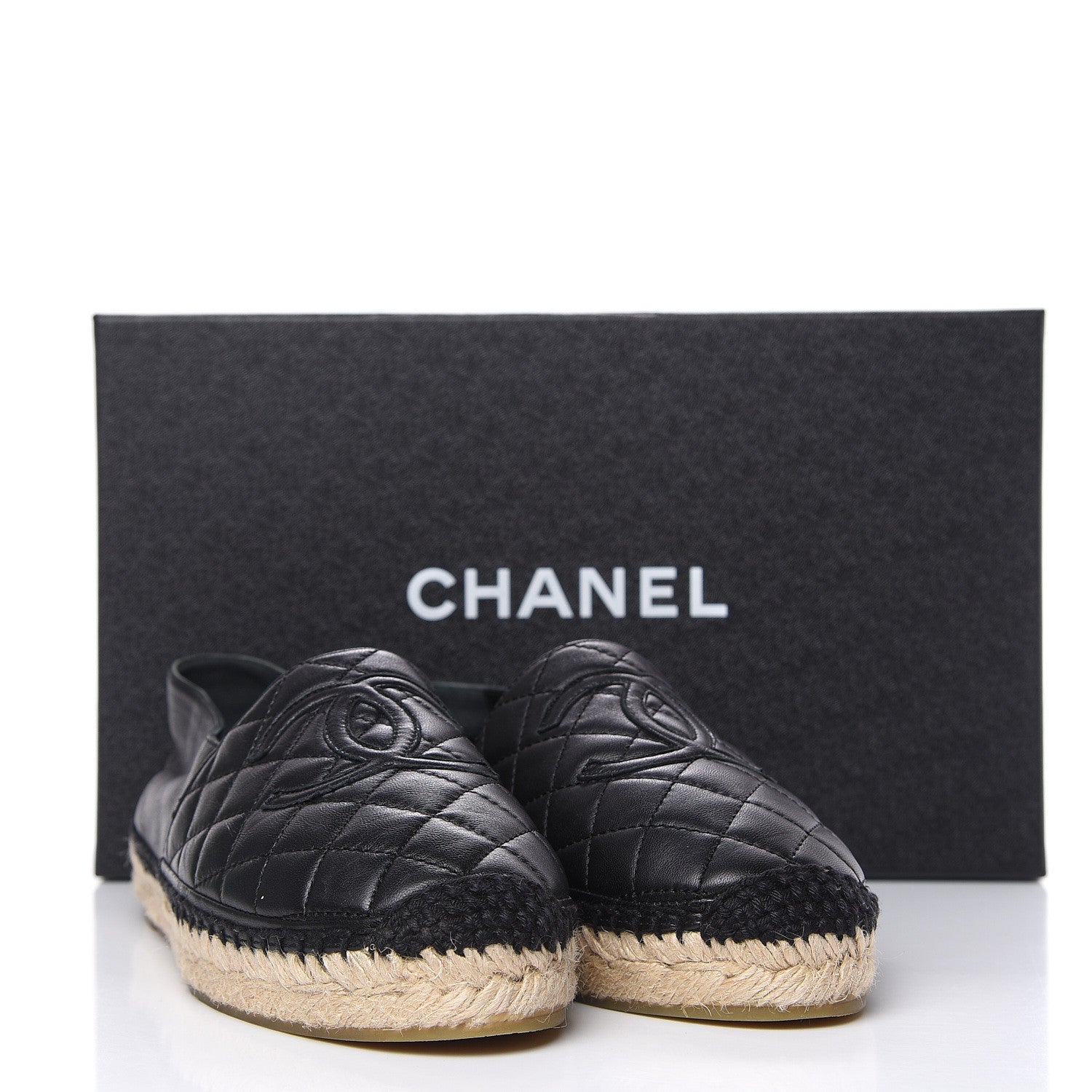 Chanel Lambskin Quilted CC Espadrilles 37 Black 9 of 9