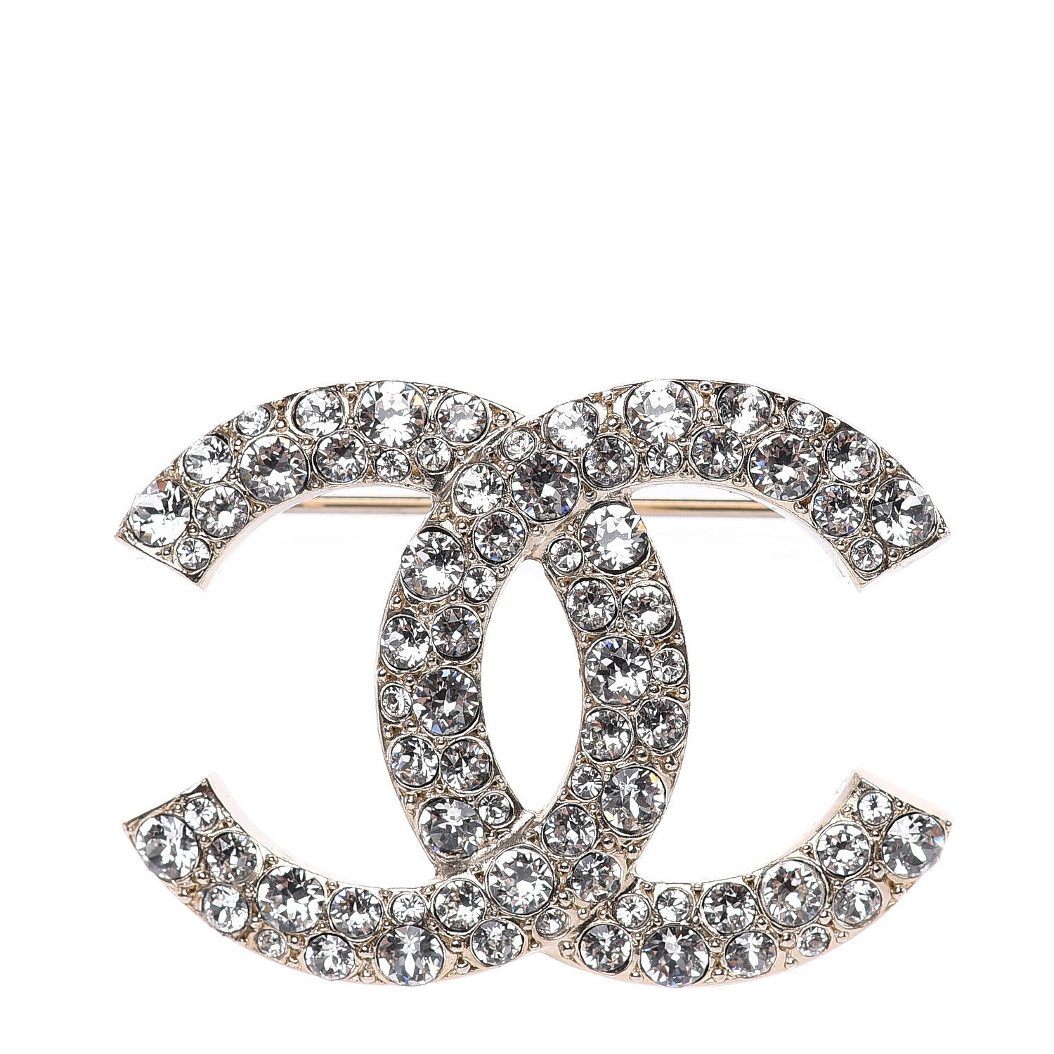 Chanel Crystal CC Brooch Light Gold 1 of 5