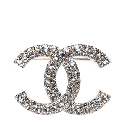 Chanel Crystal CC Brooch Light Gold 1 of 5