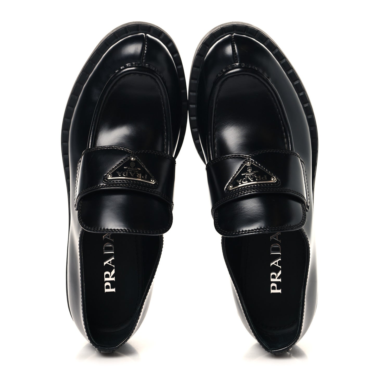 Spazzolato Metal Triangle Logo 50mm Loafers 38 Black