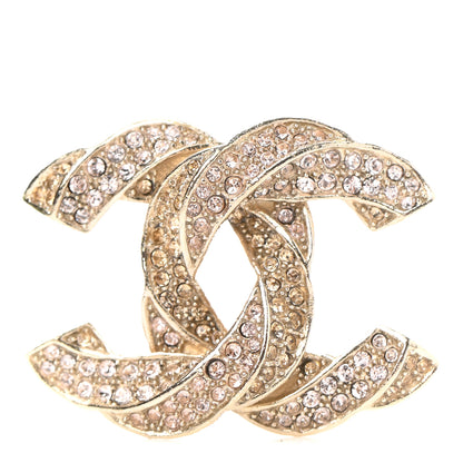 Chanel Crystal Twisted CC Brooch Gold Pale Pink 1 of 5