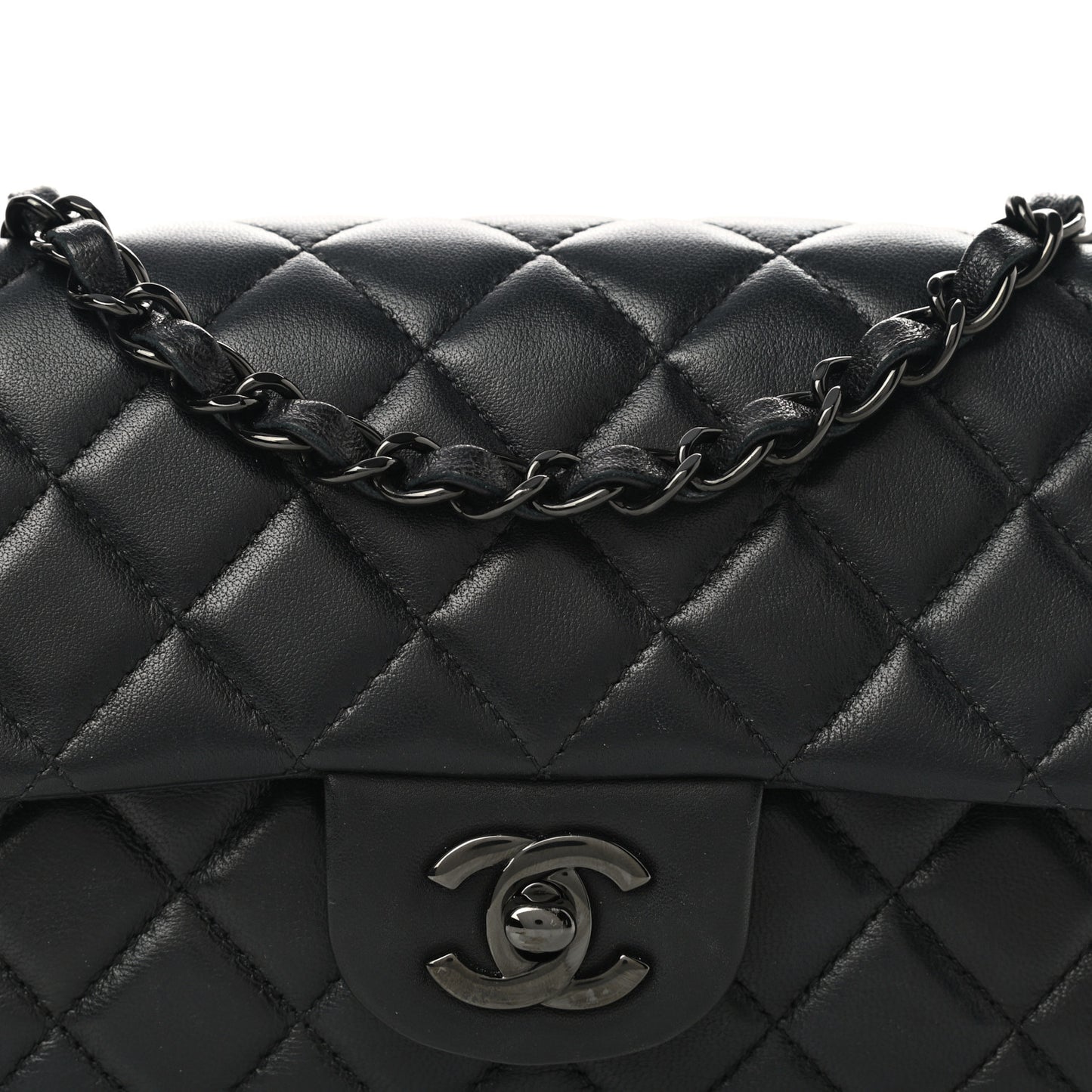 Lambskin Quilted Mini Rectangular Flap So Black