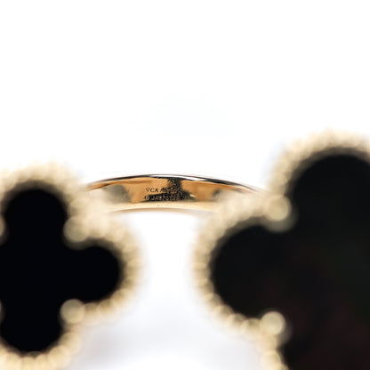 Van Cleef & Arpels 18K Yellow Gold Grey Mother of Pearl Black Onyx Magic Alhambra Between the Finger Ring 48 4.5 4 of 5