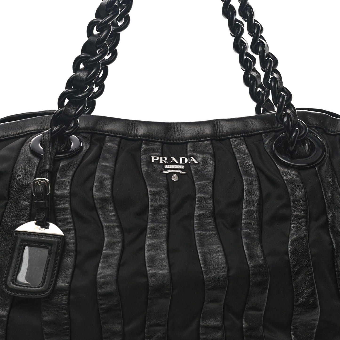 Metallic Nappa Tessuto Nylon Mordore Stripes Tote Black