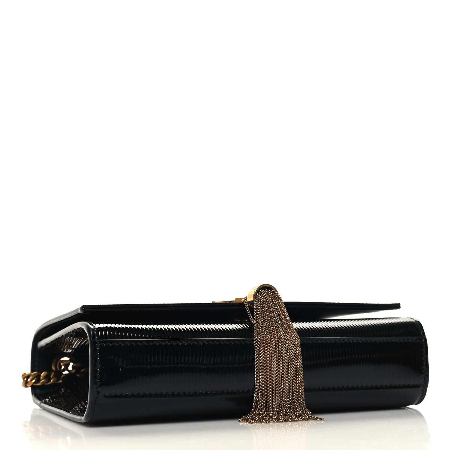 Saint Laurent Patent Linear Embossed Small Classic Monogram Kate Tassel Satchel Black 4 of 9