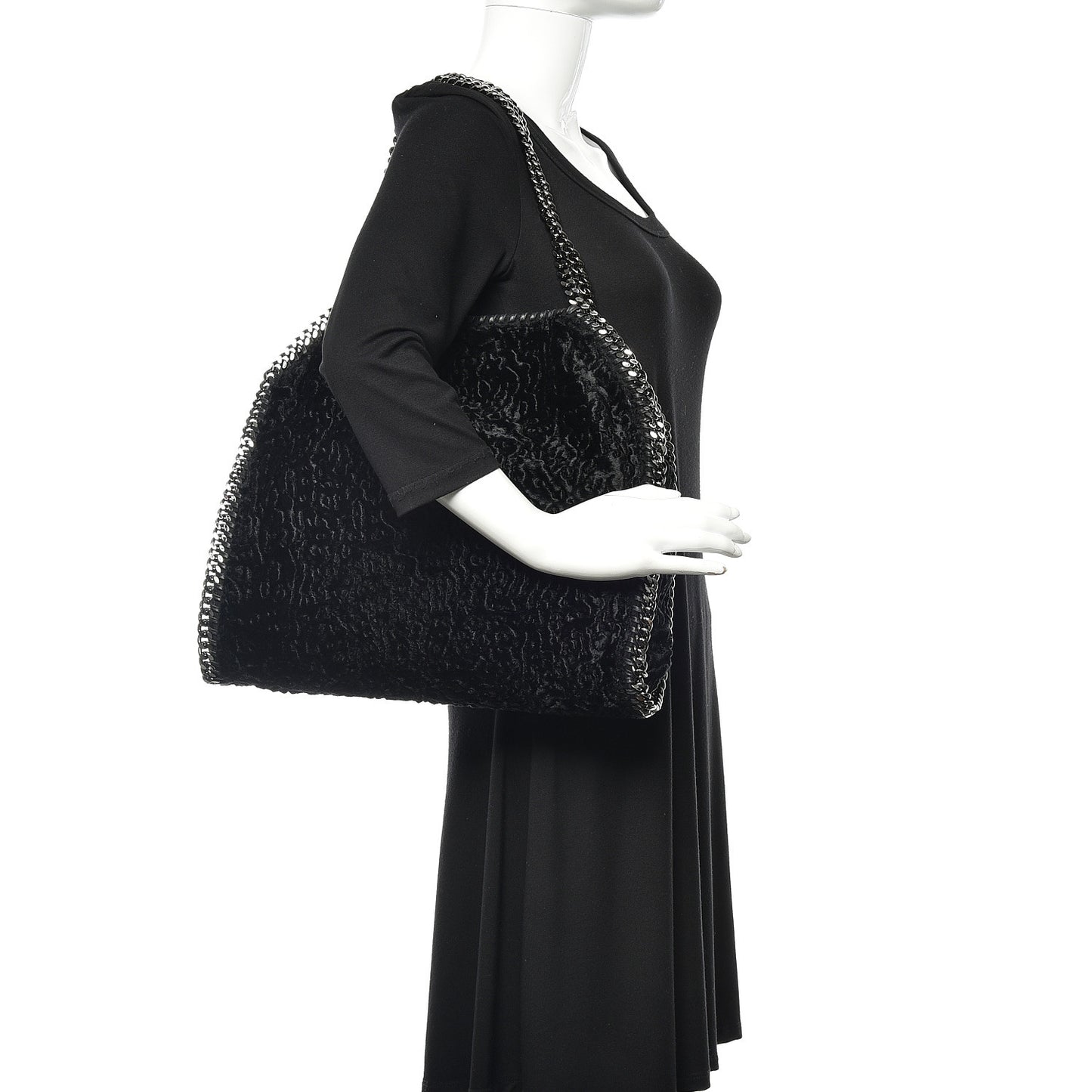 Crushed Velvet Small Falabella Tote Black