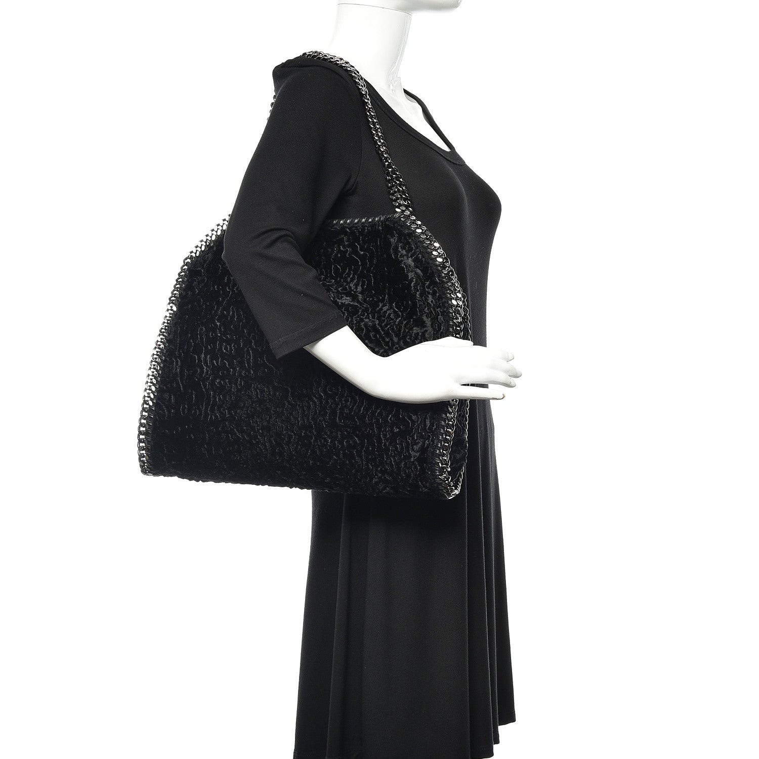 Stella McCartney Crushed Velvet Small Falabella Tote Black 2 of 11