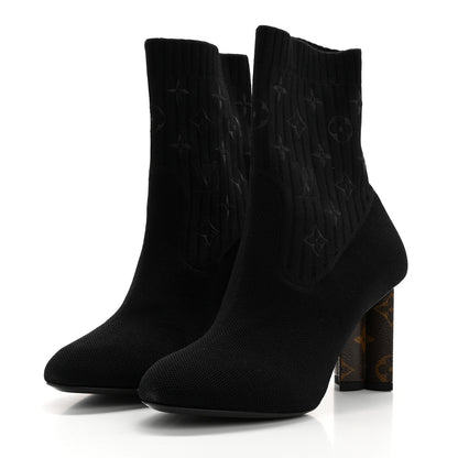 Louis Vuitton Monogram Stretch Fabric Silhouette Ankle Boots 36 Black 3 of 7