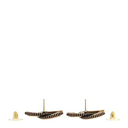 Chanel Metal Enamel CC Earrings Gold White 3 of 5