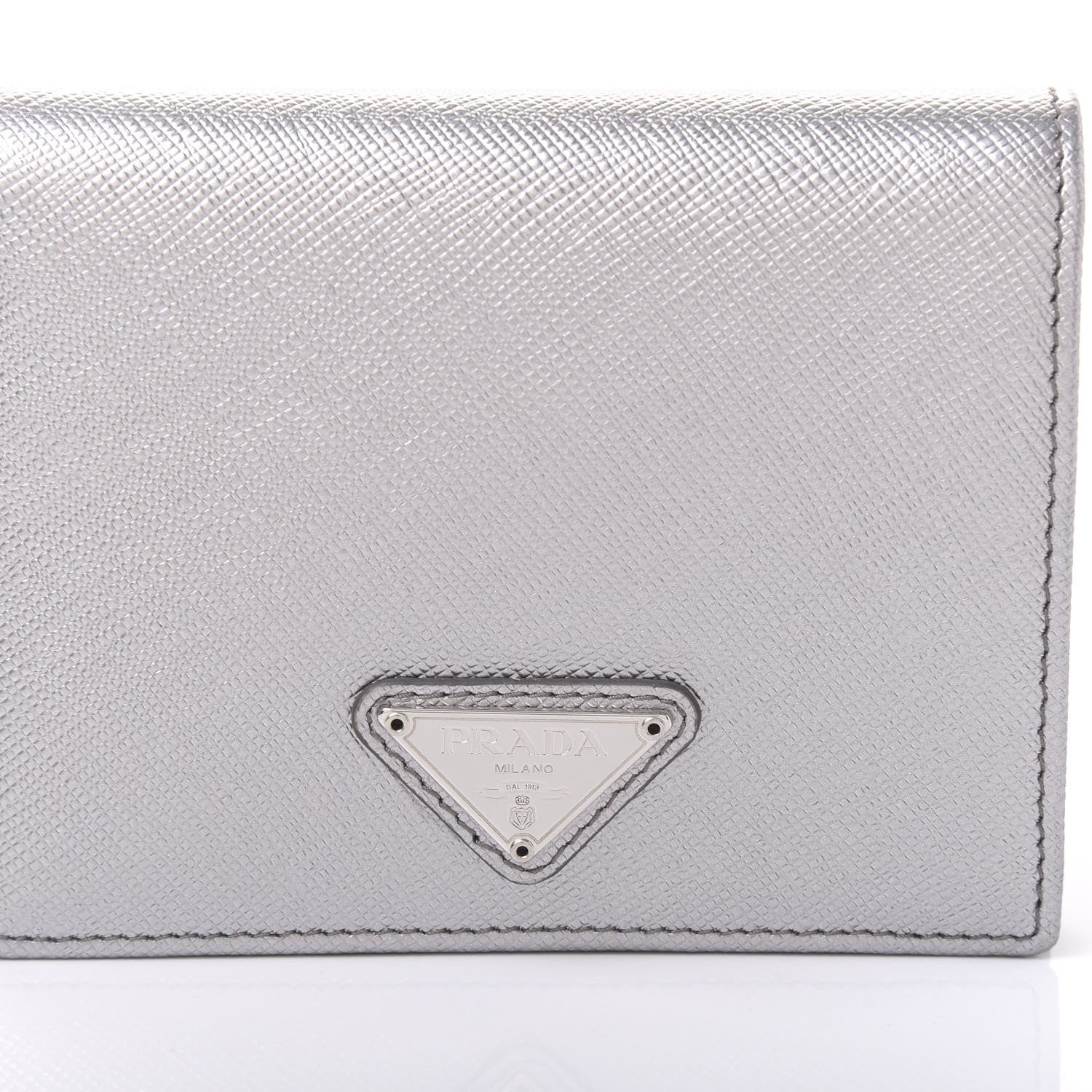 Prada Metallic Saffiano Metal Bi-Fold Wallet Silver 9 of 10