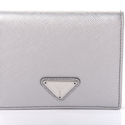 Prada Metallic Saffiano Metal Bi-Fold Wallet Silver 9 of 10