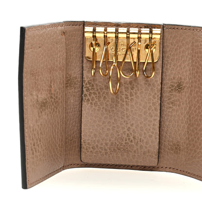Gucci Dollar Calfskin GG Supreme Monogram GG Marmont 6 Key Holder Case Porcelain Rose Beige Ebony 7 of 8