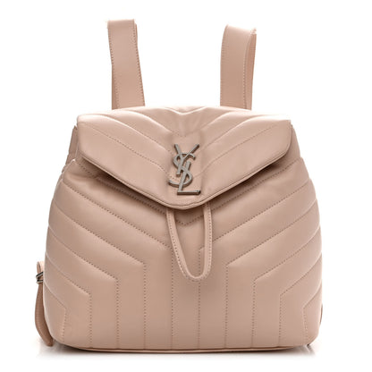Saint Laurent Calfskin Y Quilted Monogram Small Loulou Backpack Marble Pink 1 of 11