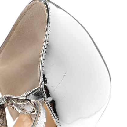 Christian Louboutin Glitter Calfskin Planisfemme 120 Peep Toe Sandals 37 Silver 7 of 13