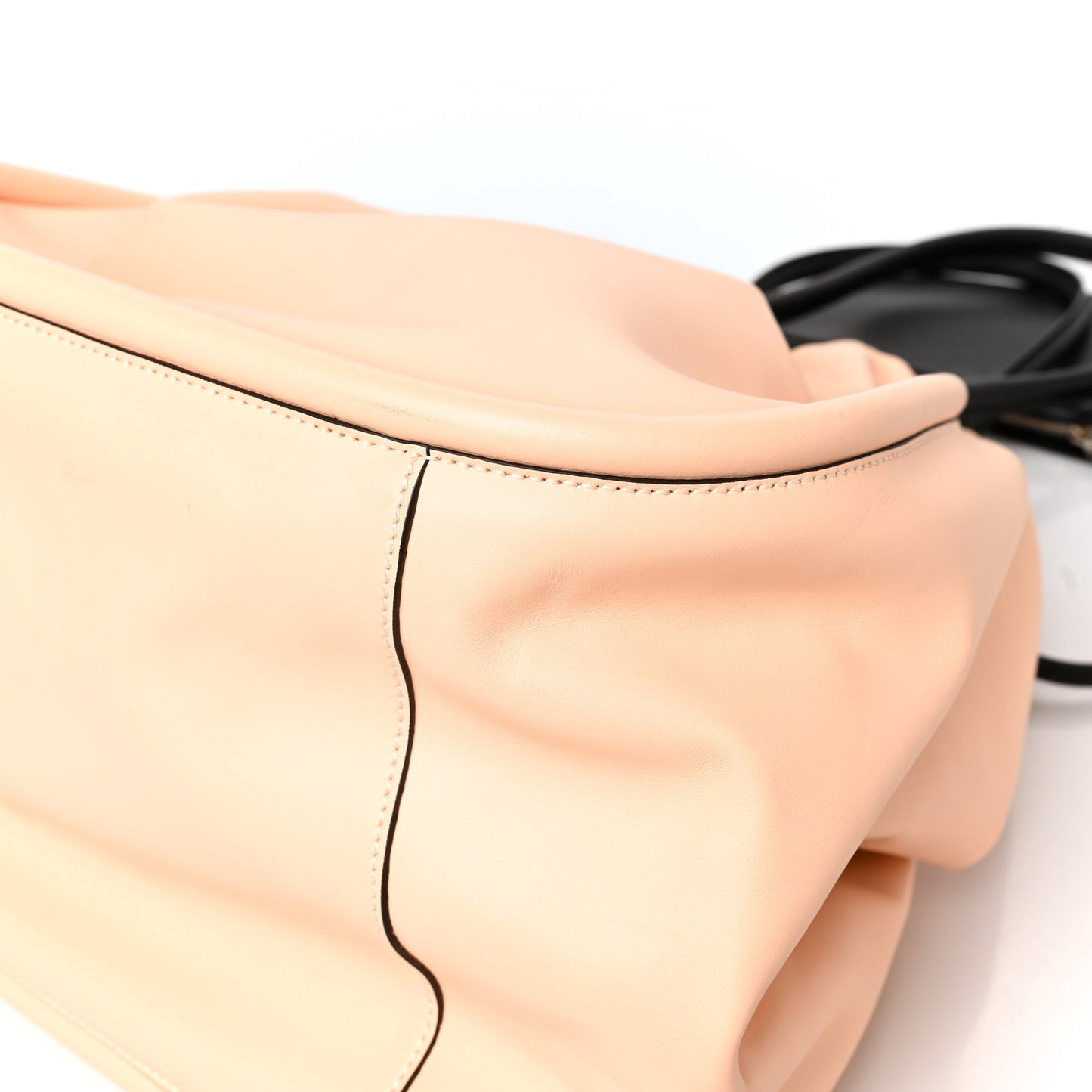 Calfskin Large Ruched Tote Peach