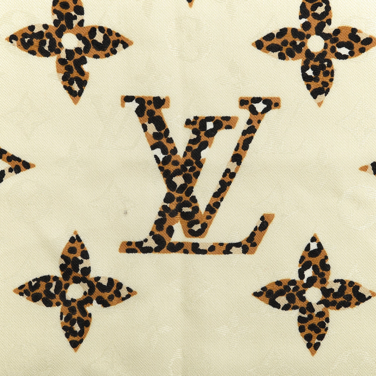 Louis Vuitton Wool Silk Monogram Giant Jungle Shawl Beige 2 of 6
