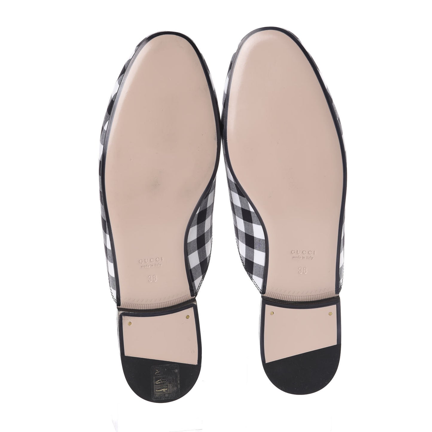 Cotton Gingham Womens Princetown Slippers 38 White Black