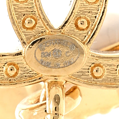 Chanel Metal Crystal Pearl CC Star Earrings Gold Pearly White 4 of 4