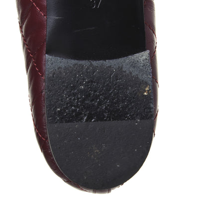 Chanel Tumbled Calfskin Quilted Cap Toe Ballerina Flats 37 Burgundy 11 of 14
