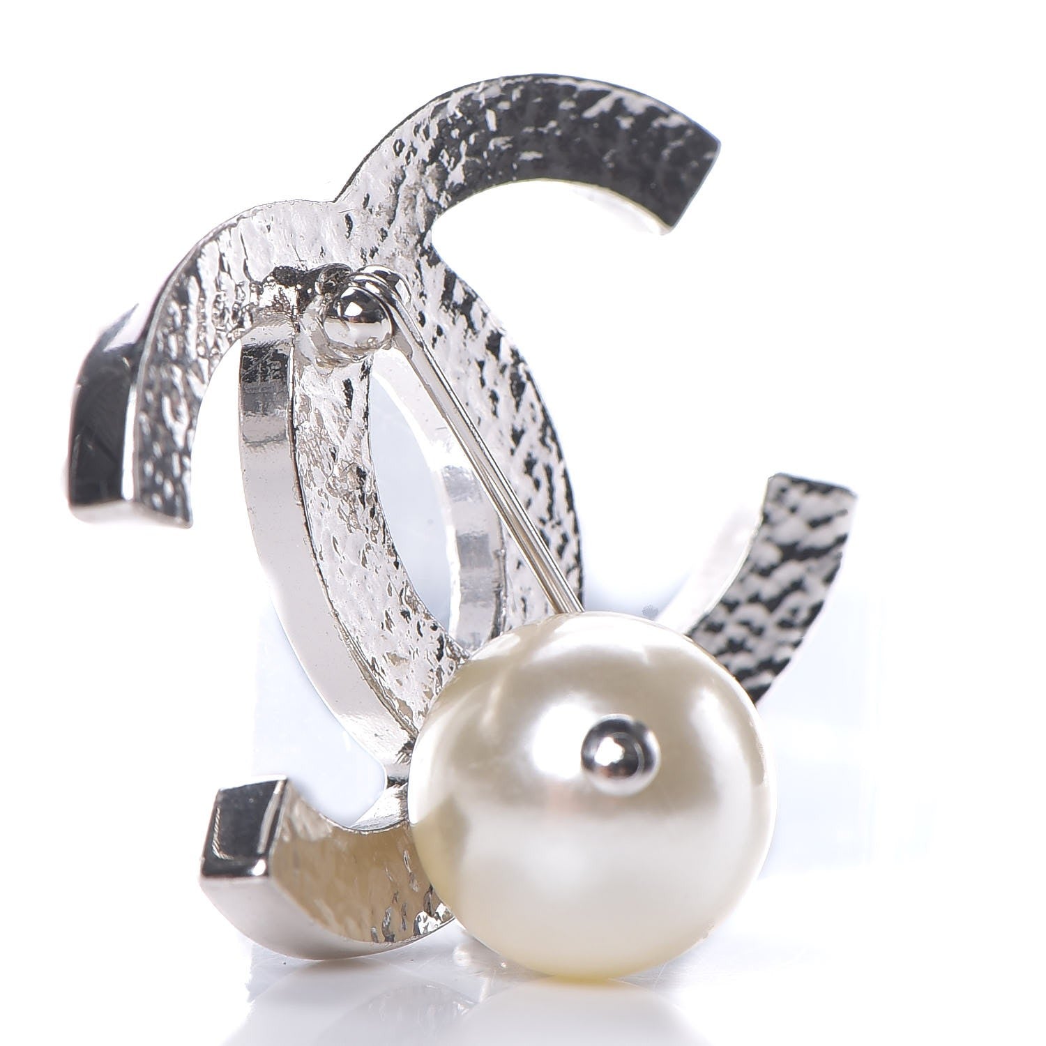 Chanel Pearl CC Drop Brooch Silver 3 of 5