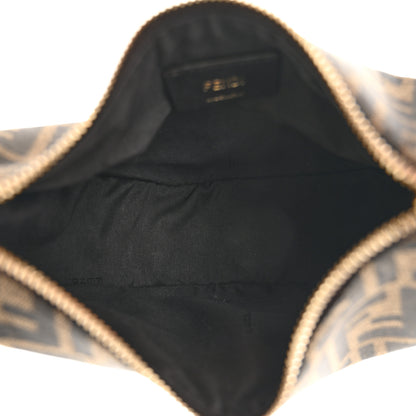 Fendi Fabric Jacquard Vitello Grace FF 1974 Mini Fendigraphy Hobo Bag Tobacco Moro Ebano 5 of 12