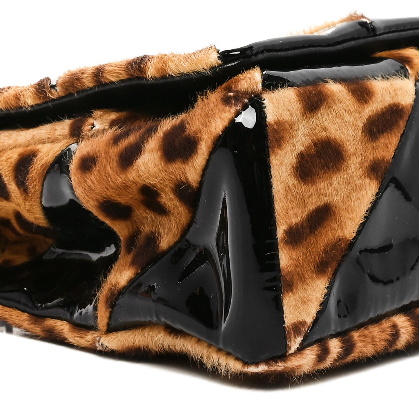 Patent Pony Hair Leopard Print Patchwork Monochrome Monogram Medium Jamie Natural Black