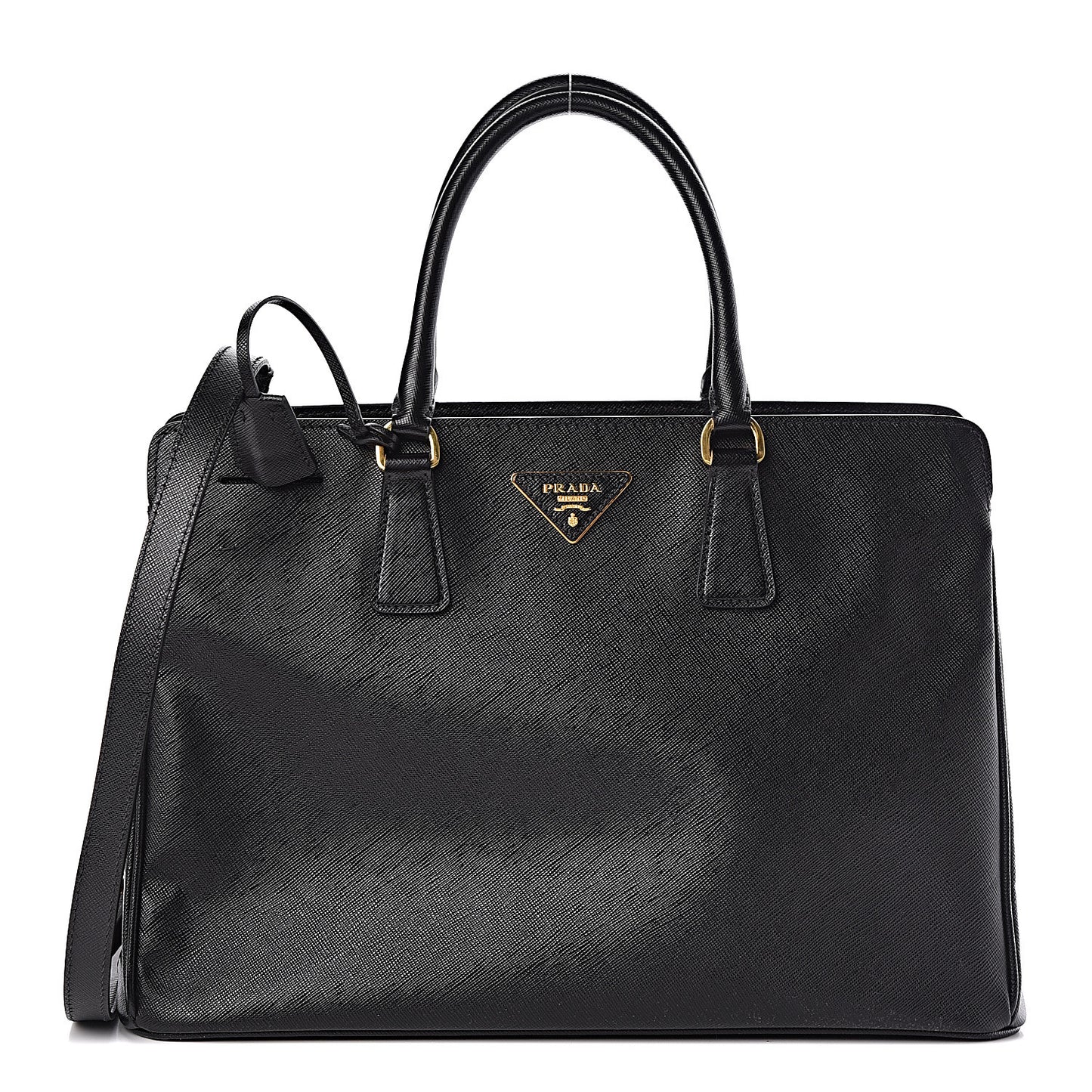 Saffiano Lux Large Top Handle Open Tote Black