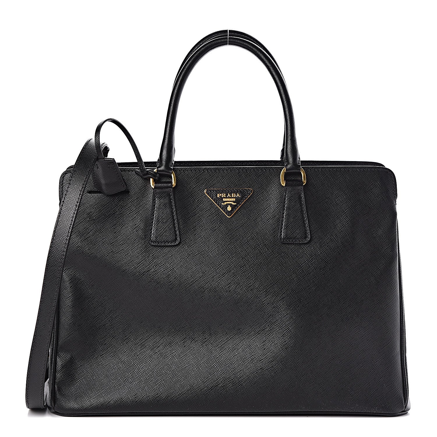 Prada Saffiano Lux Large Top Handle Open Tote Black 1 of 11