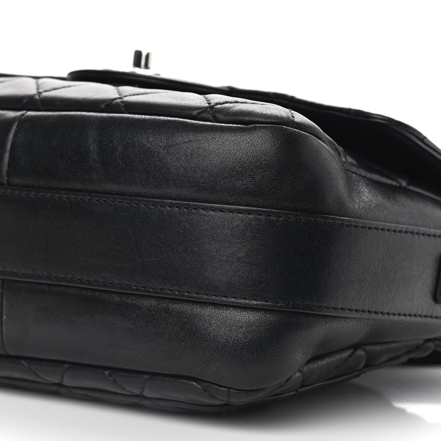 Lambskin Quilted Messenger Bag Black