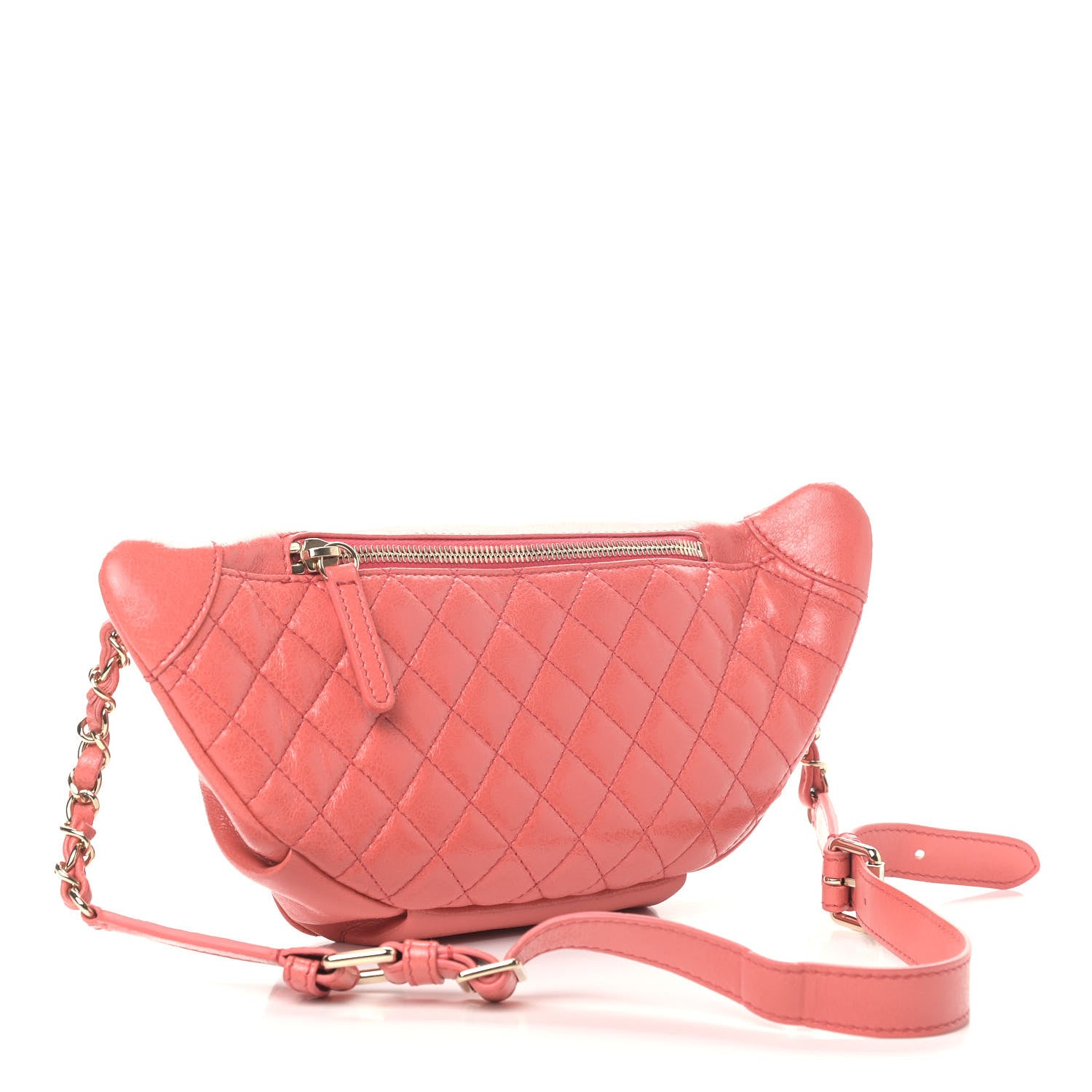 Chanel Crumpled Glazed Lambskin Quilted Waist Bag Fanny Pack Pink 2 of 8