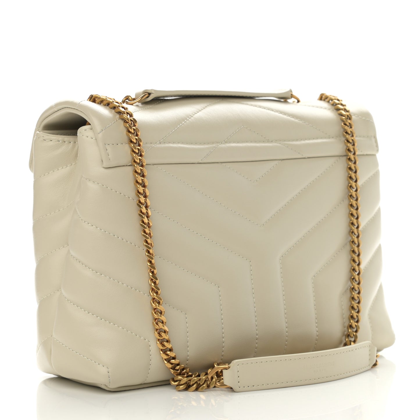 Calfskin Y Quilted Monogram Small Loulou Chain Satchel Crema Soft