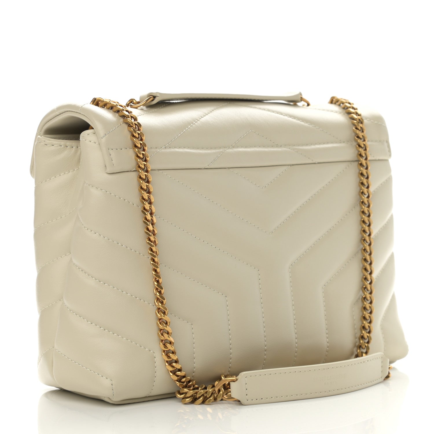 Saint Laurent Calfskin Y Quilted Monogram Small Loulou Chain Satchel Crema Soft 3 of 11