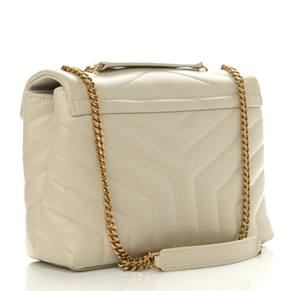 Saint Laurent Calfskin Y Quilted Monogram Small Loulou Chain Satchel Crema Soft 3 of 11