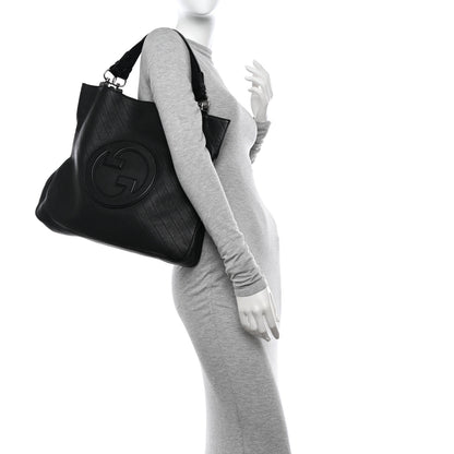 Gucci Sakai Be Green Calfskin Diagonal Stitched Medium Blondie Tote Black 2 of 11