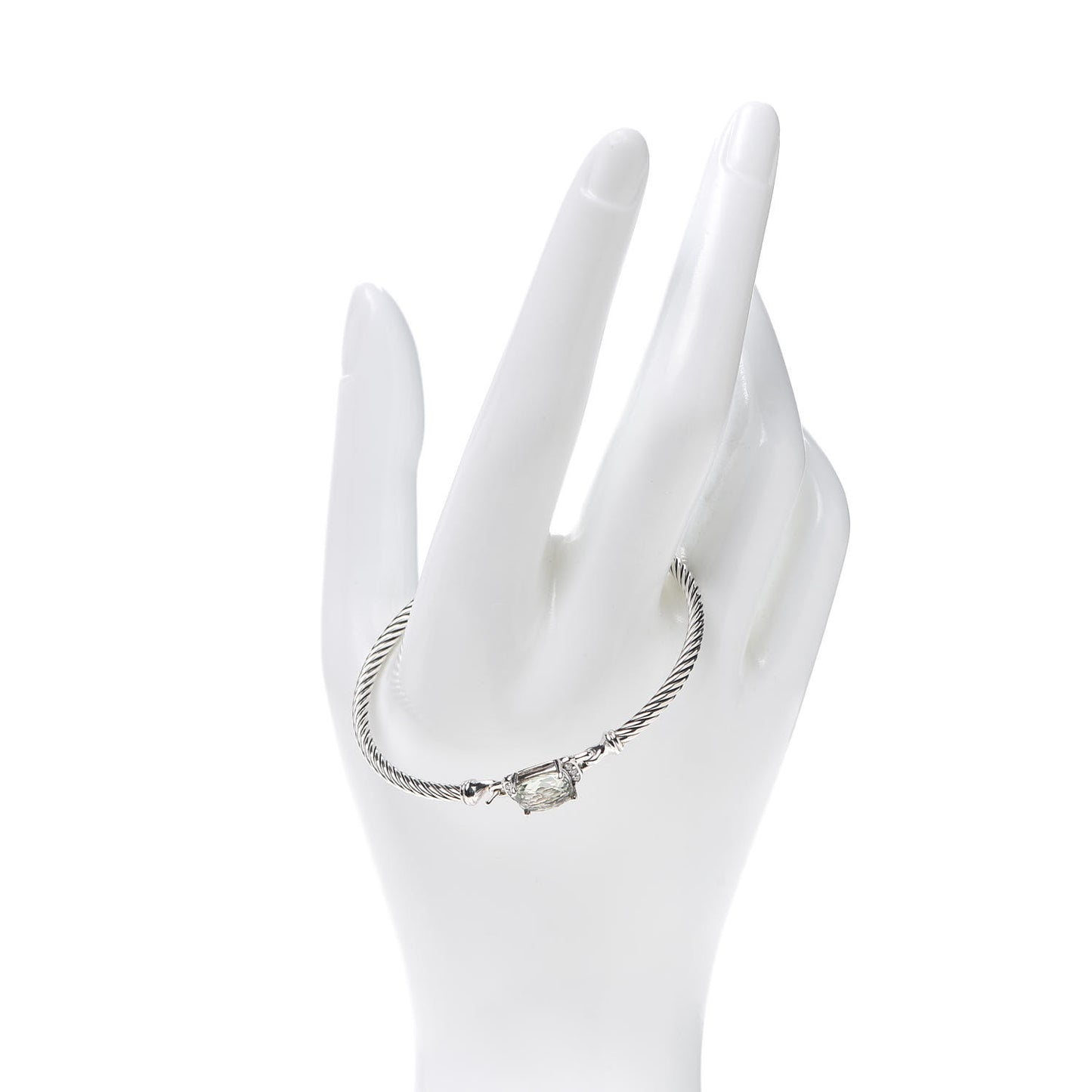 Sterling Silver Diamond Prasiolite 3mm Petite Wheaton Bracelet