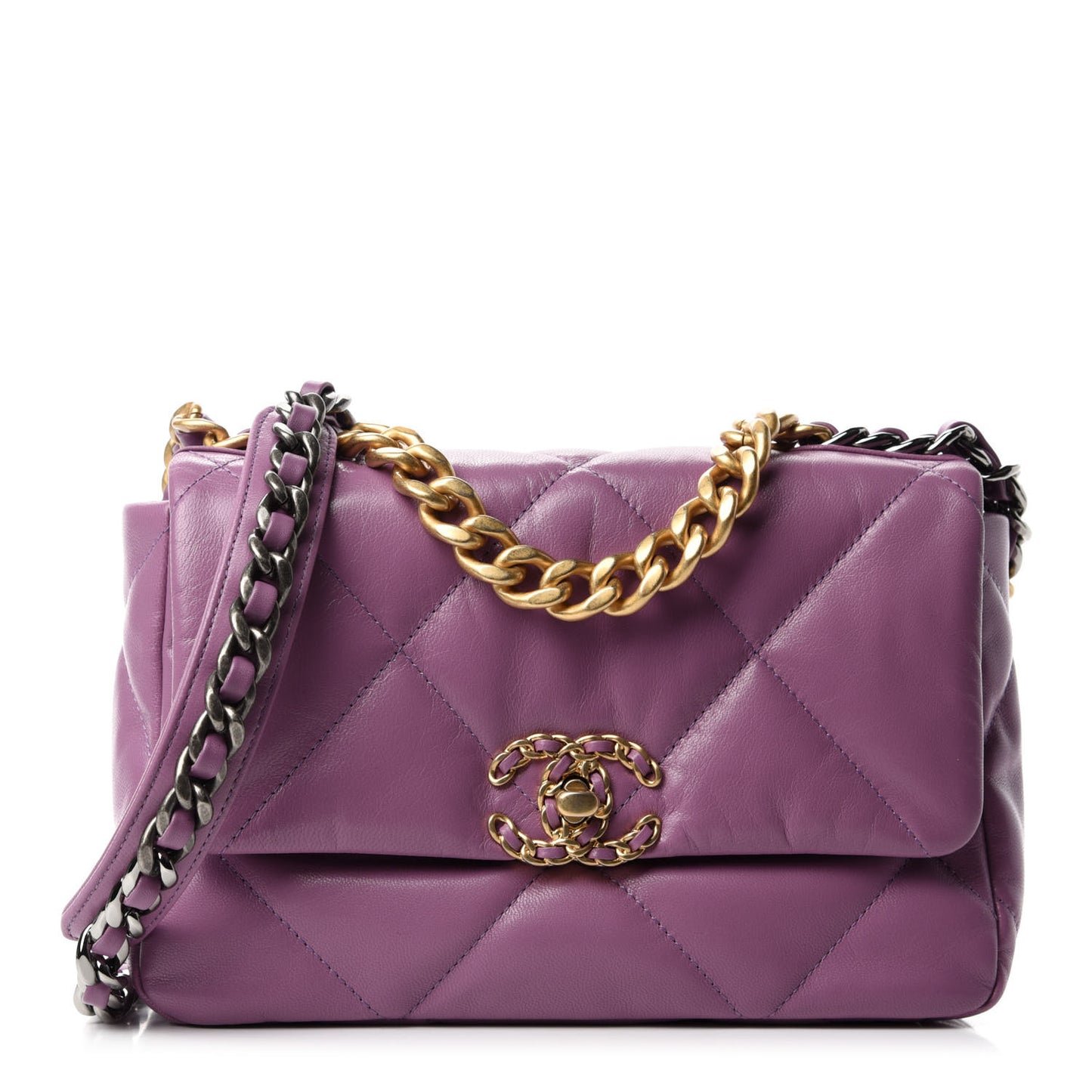 Goatskin Quilted Medium 19 Flap Violet Purple