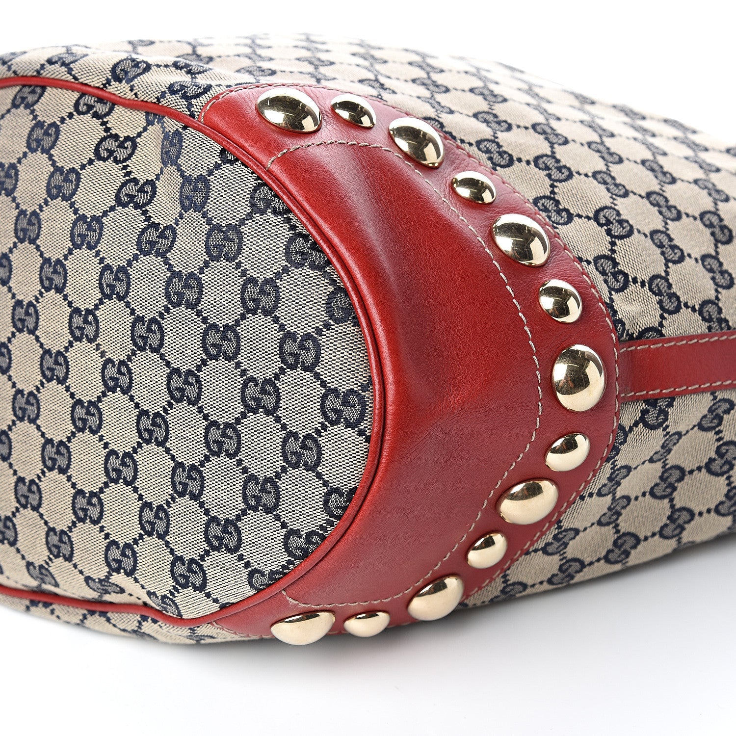 Gucci Monogram Studded Tote Navy Red 8 of 9