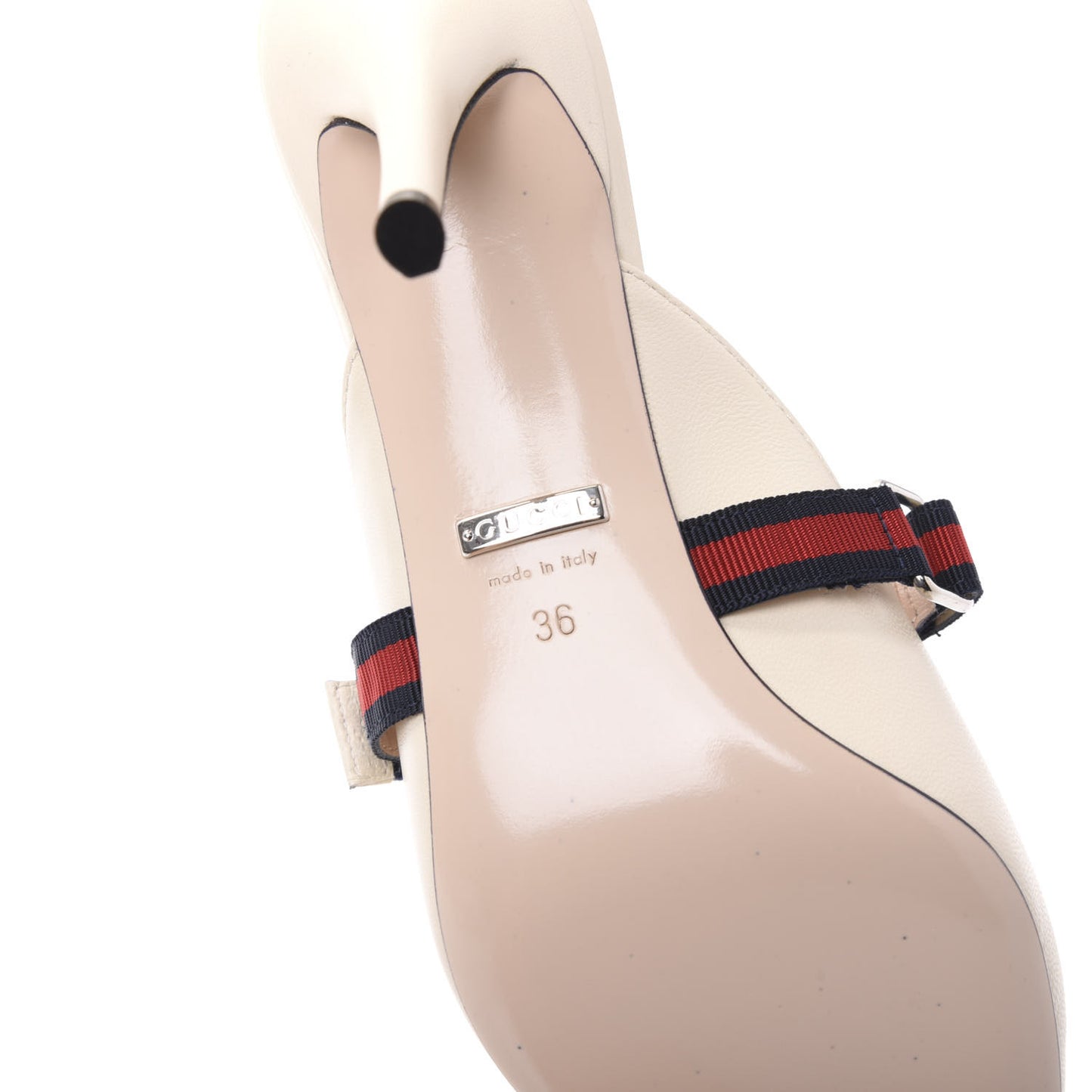 Malaga Kid Sylvie Web Cross Strap Mid-Heel Slides 36 Vintage White